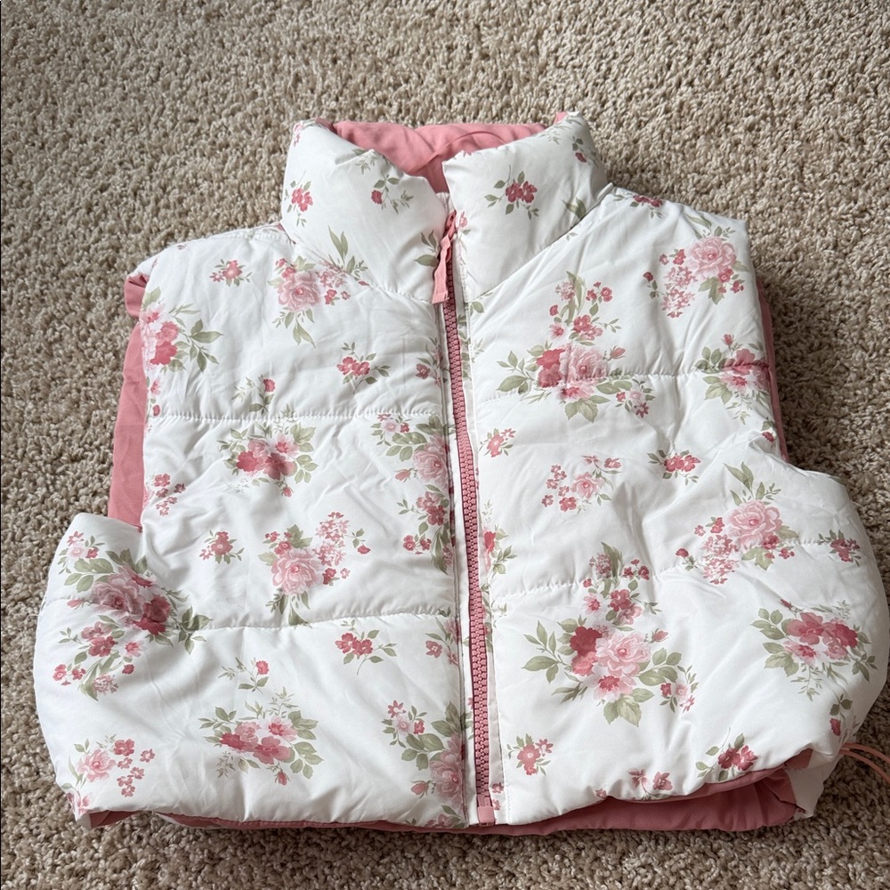 Altar'd State Floral Pink and White Vest